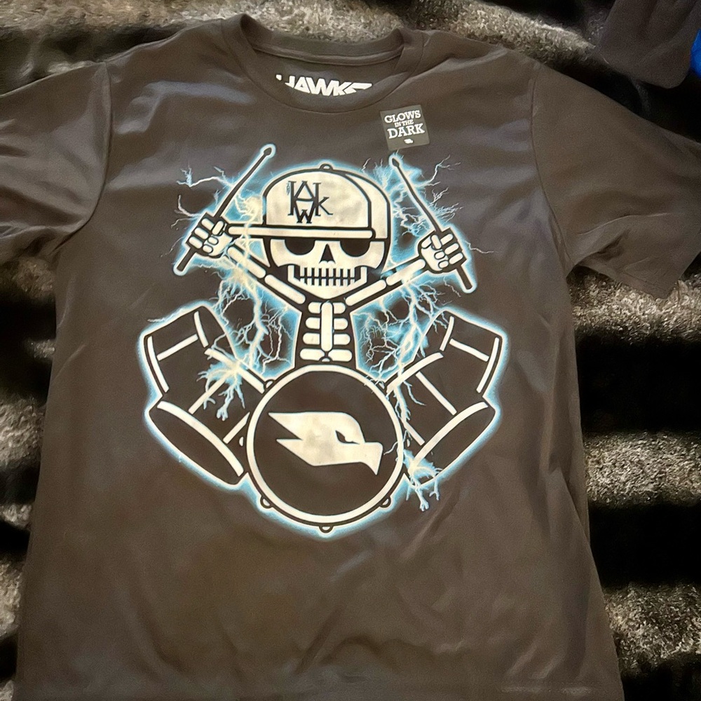 Tony Hawk Dark Gray Skeleton Drummer Tee